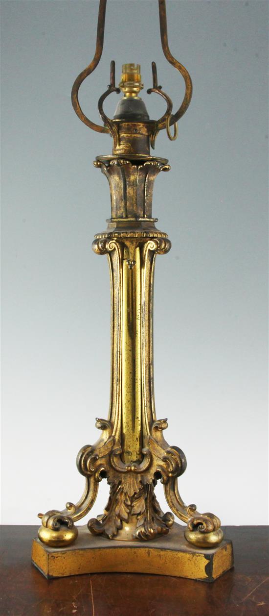 A Victorian Palmer & Co oil lamp base, 24in.